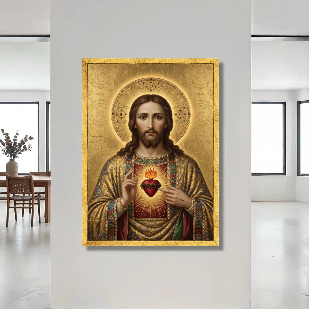 Sacred Heart of Jesus Canvas Wall Art, Religious Christian Icon, Spiritual Home Decor, Devotional Wall Hanging, Canvas Print Art