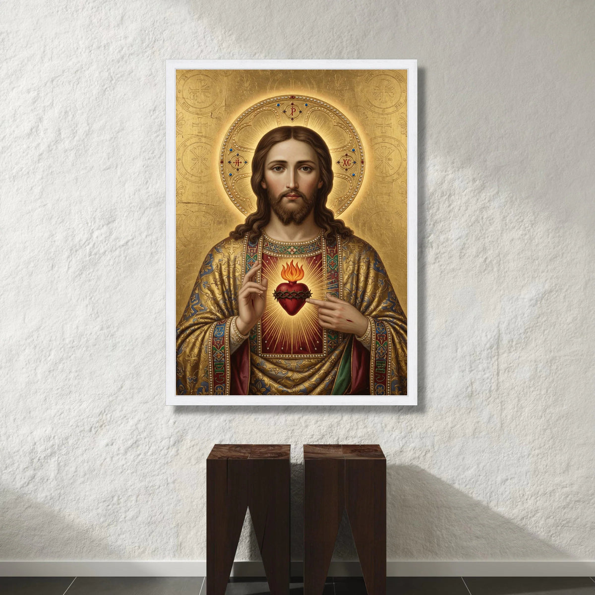Sacred Heart of Jesus Canvas Wall Art, Religious Christian Icon, Spiritual Home Decor, Devotional Wall Hanging, Canvas Print Art