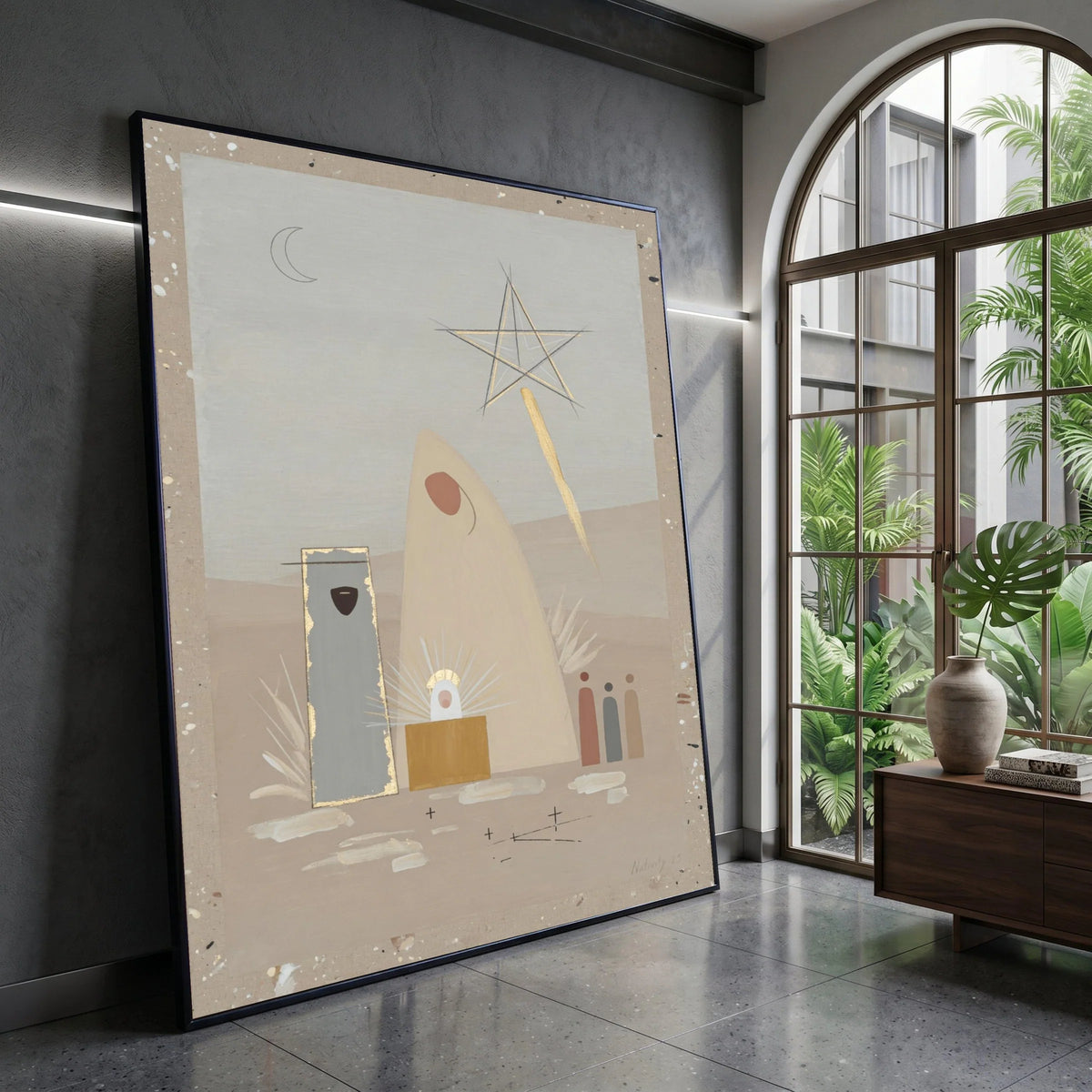 Minimalist Nativity Scene Canvas, Abstract Holy Family Wall Art, Contemporary Christmas Decoration, Religious Canvas Art, Canvas Print Art