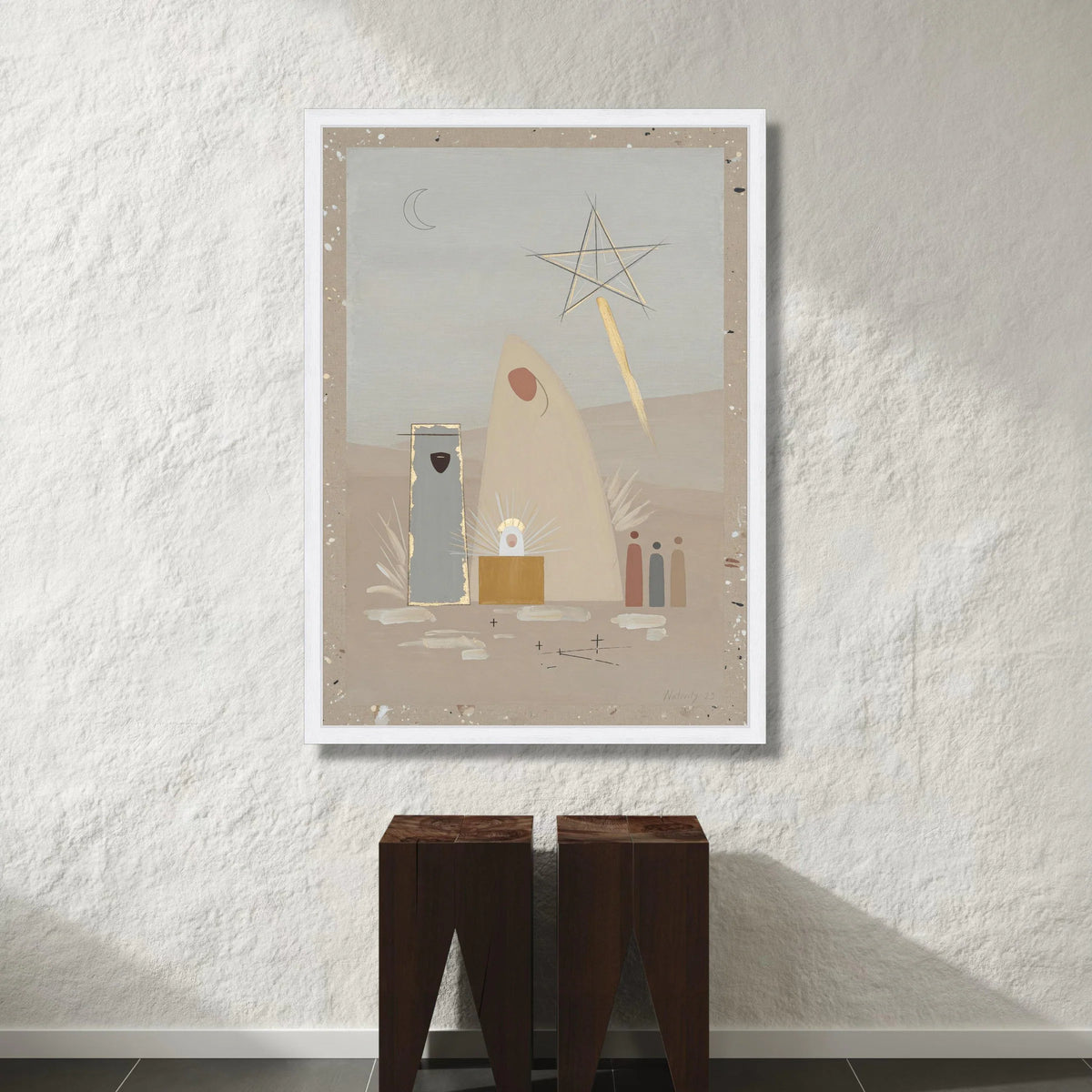 Minimalist Nativity Scene Canvas, Abstract Holy Family Wall Art, Contemporary Christmas Decoration, Religious Canvas Art, Canvas Print Art