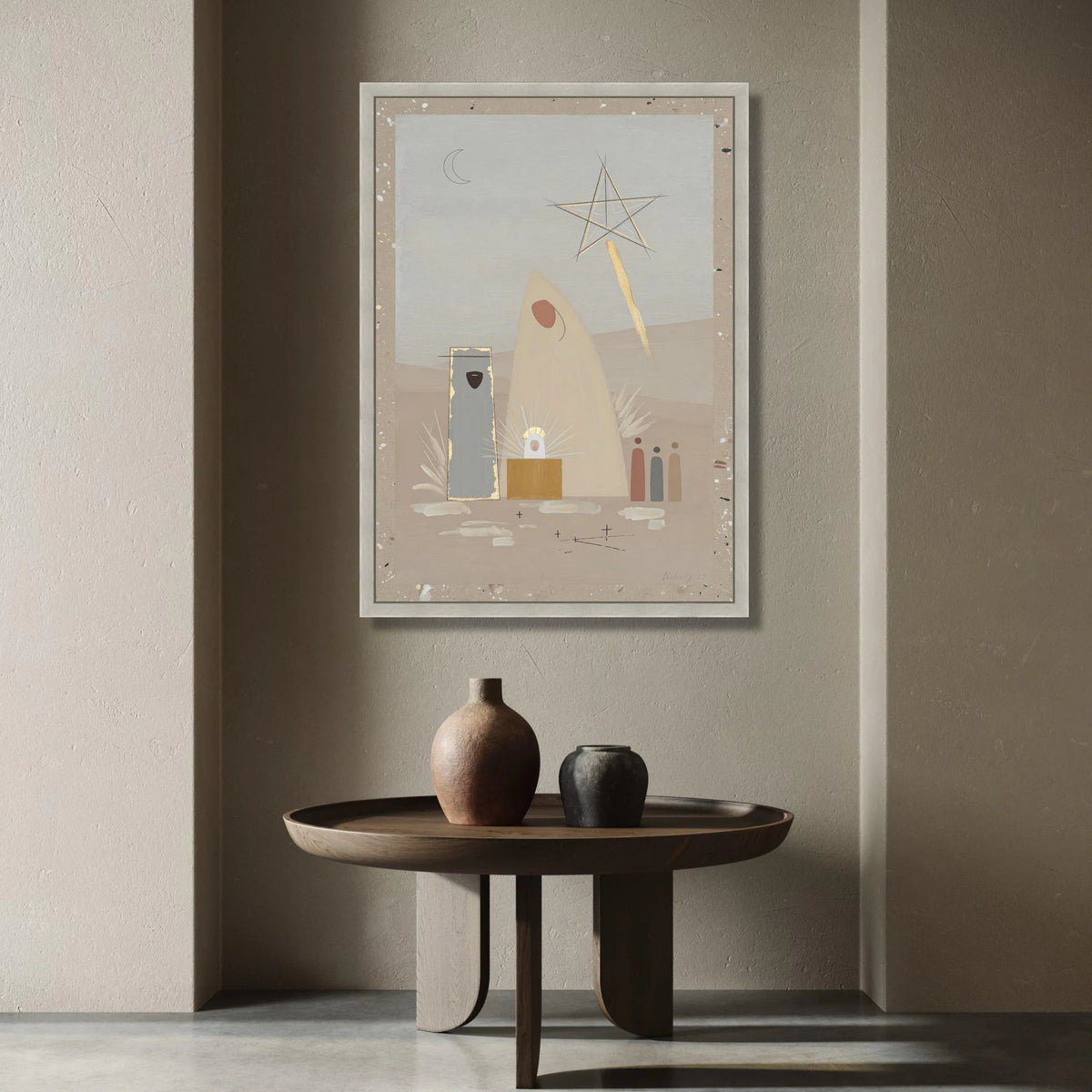 Minimalist Nativity Scene Canvas, Abstract Holy Family Wall Art, Contemporary Christmas Decoration, Religious Canvas Art, Canvas Print Art