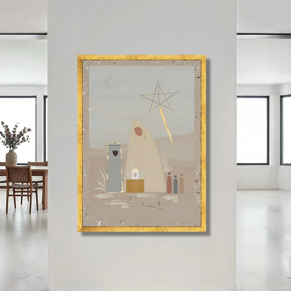Minimalist Nativity Scene Canvas, Abstract Holy Family Wall Art, Contemporary Christmas Decoration, Religious Canvas Art, Canvas Print Art