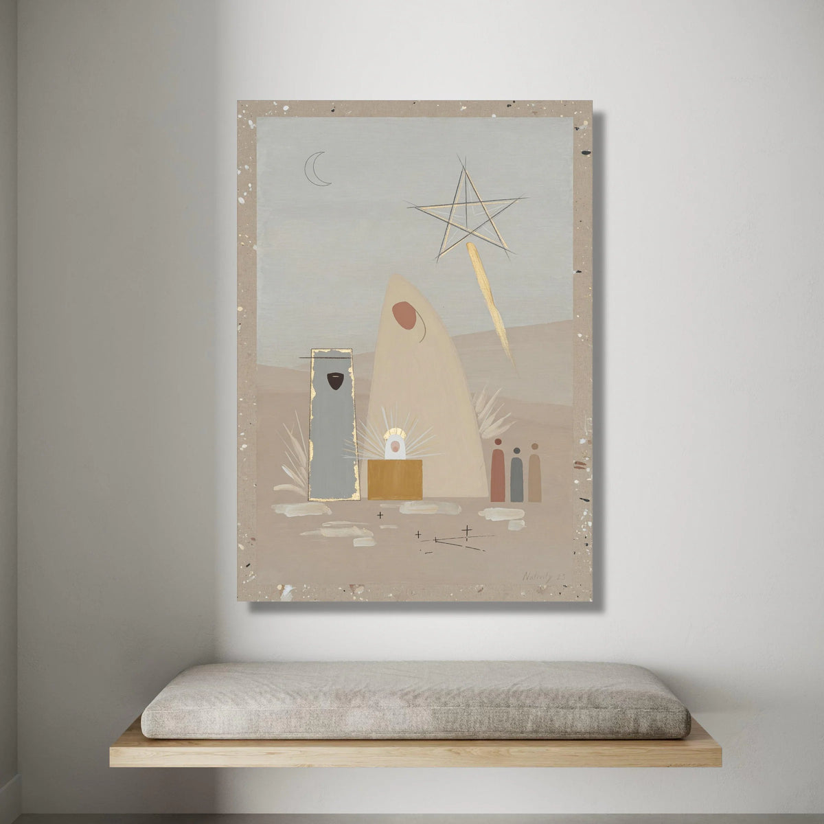 Minimalist Nativity Scene Canvas, Abstract Holy Family Wall Art, Contemporary Christmas Decoration, Religious Canvas Art, Canvas Print Art