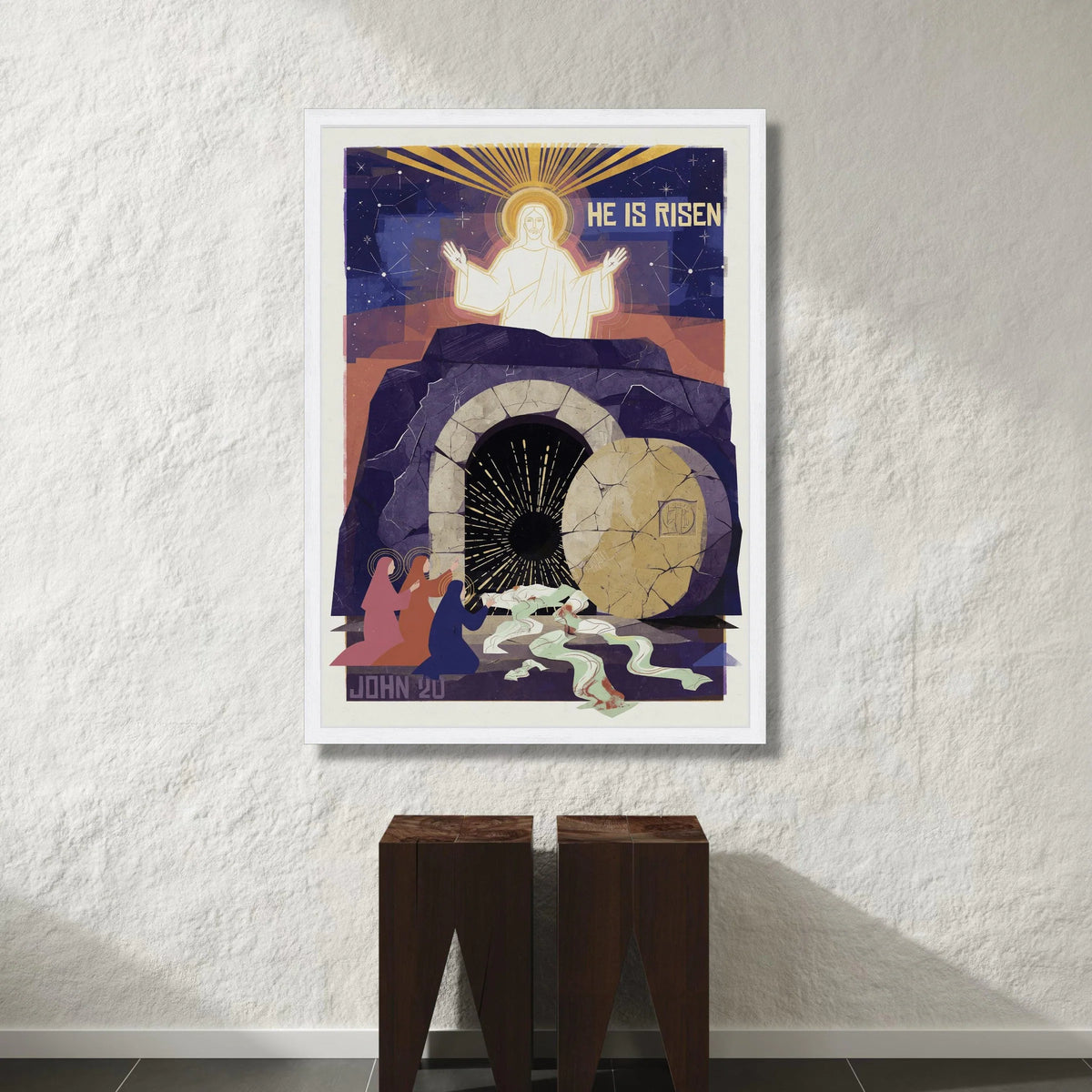 He Is Risen Canvas Wall Art, Resurrection Scene Canvas, Christian Easter Decoration, Religious Scripture John 20 Canvas, Canvas Print Art
