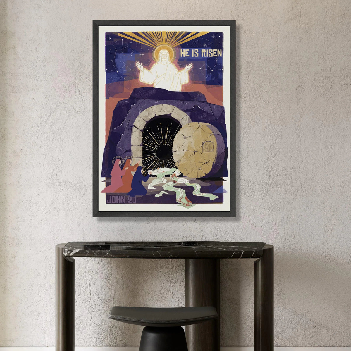 He Is Risen Canvas Wall Art, Resurrection Scene Canvas, Christian Easter Decoration, Religious Scripture John 20 Canvas, Canvas Print Art