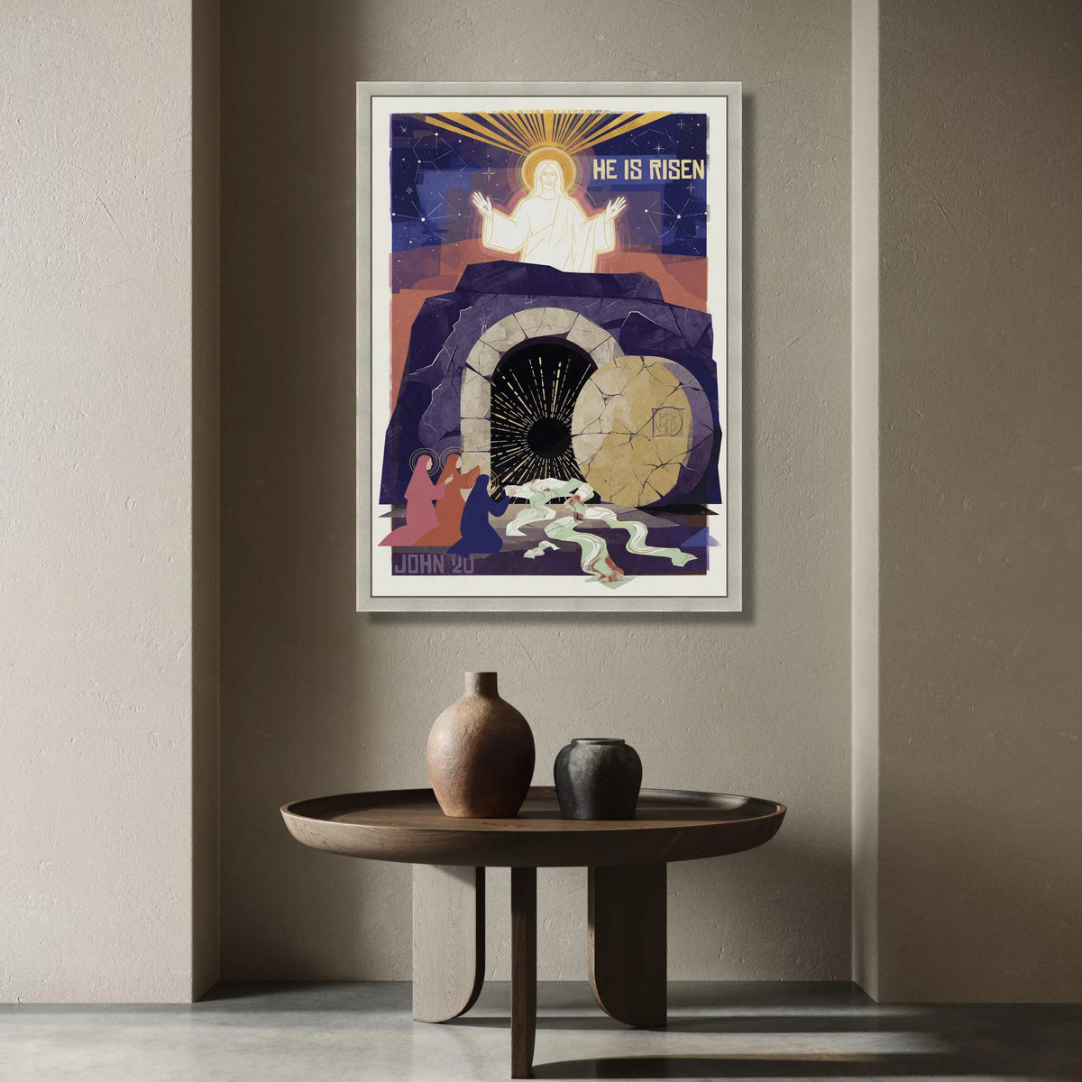 He Is Risen Canvas Wall Art, Resurrection Scene Canvas, Christian Easter Decoration, Religious Scripture John 20 Canvas, Canvas Print Art