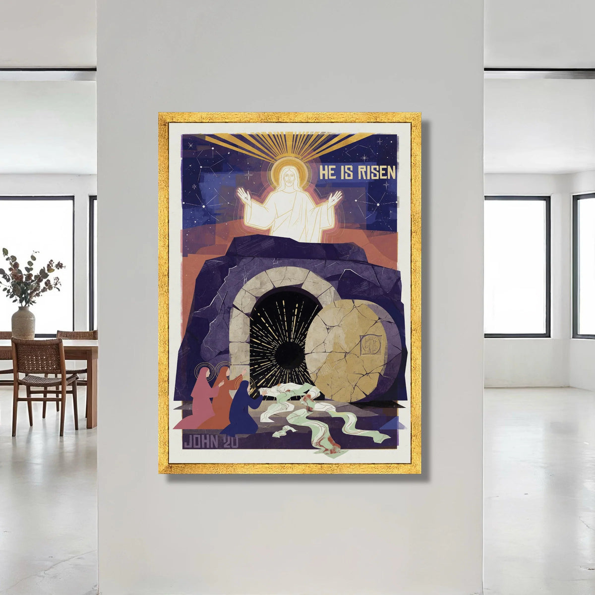 He Is Risen Canvas Wall Art, Resurrection Scene Canvas, Christian Easter Decoration, Religious Scripture John 20 Canvas, Canvas Print Art