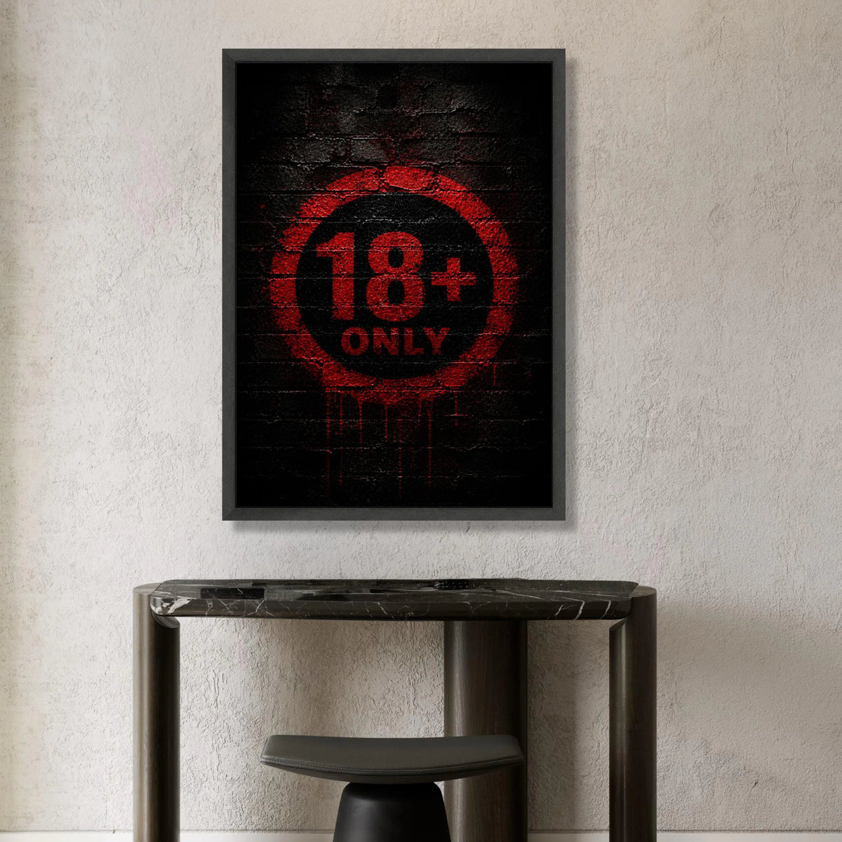 Red 18+ Only Sign Canvas Wall Art, Bold Adult Warning Graphic, Urban Street Style Decor, Modern Statement Canvas, Ready to Canvas Print Art