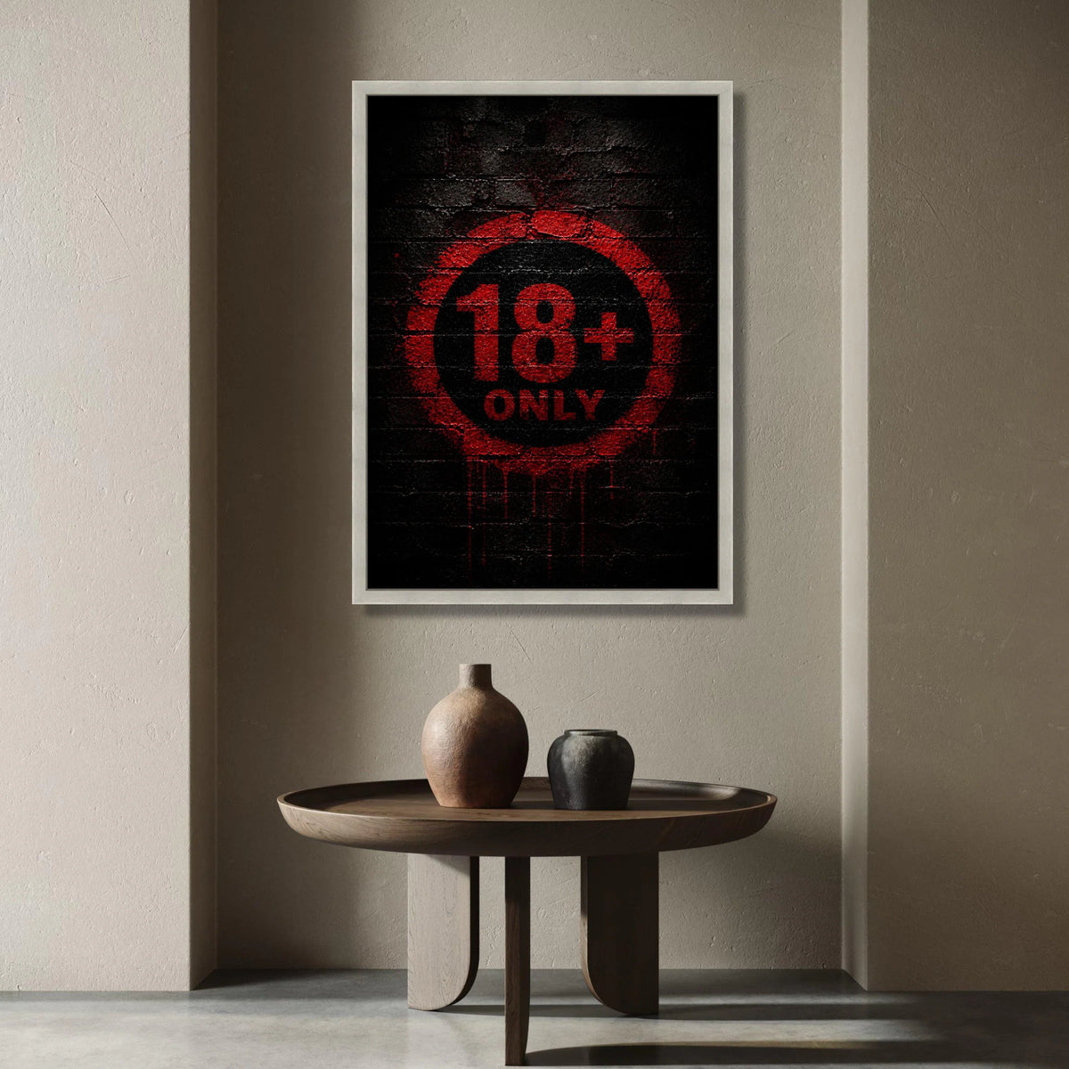 Red 18+ Only Sign Canvas Wall Art, Bold Adult Warning Graphic, Urban Street Style Decor, Modern Statement Canvas, Ready to Canvas Print Art