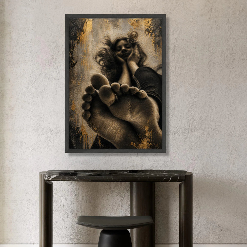 Relaxed Woman Perspective, Close-Up Feet Canvas, Emotional Portrait Wall Art, Moody Home Decoration, Modern Canvas Print Canvas Print Art