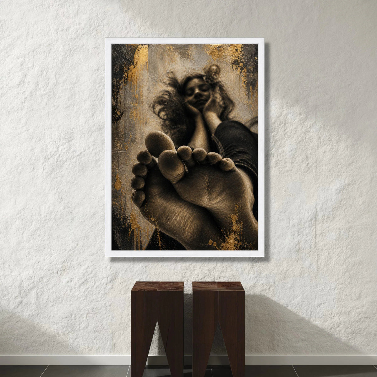 Relaxed Woman Perspective, Close-Up Feet Canvas, Emotional Portrait Wall Art, Moody Home Decoration, Modern Canvas Print Canvas Print Art
