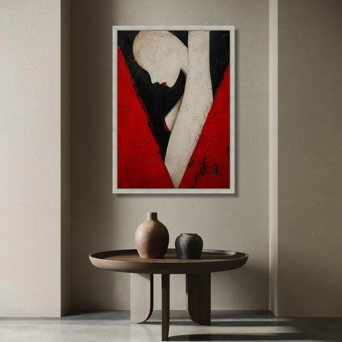 Elegant Female Silhouette Canvas, Abstract Woman Art, Red and Black Wall Decor, Modern Figurative Canvas, Stylish Home Canvas Print Art