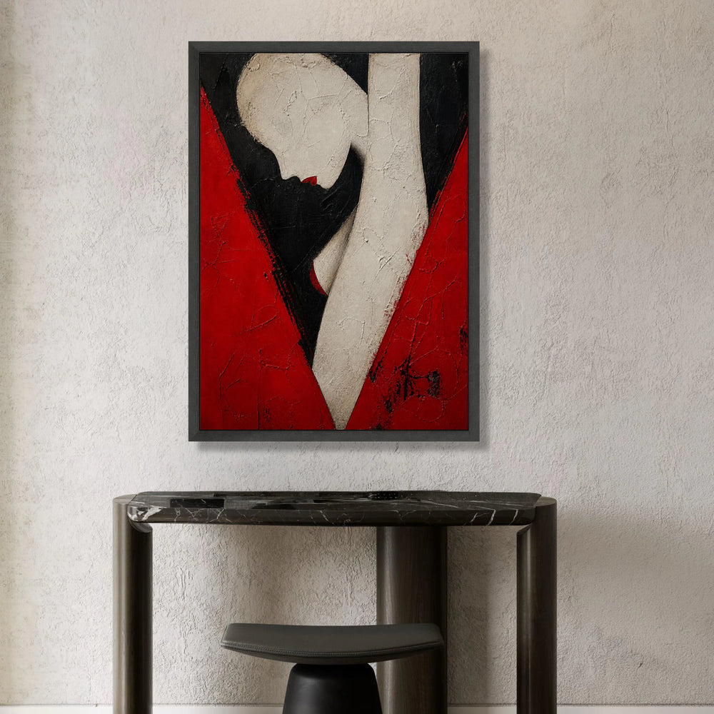 Elegant Female Silhouette Canvas, Abstract Woman Art, Red and Black Wall Decor, Modern Figurative Canvas, Stylish Home Canvas Print Art