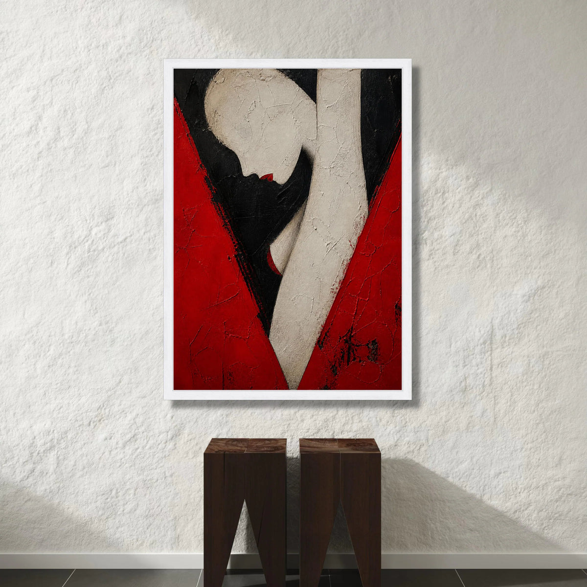 Elegant Female Silhouette Canvas, Abstract Woman Art, Red and Black Wall Decor, Modern Figurative Canvas, Stylish Home Canvas Print Art