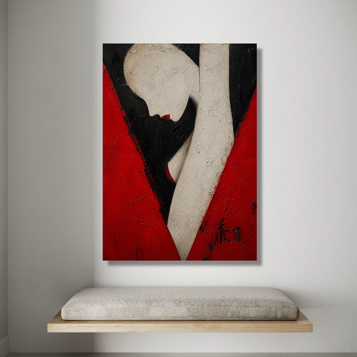 Elegant Female Silhouette Canvas, Abstract Woman Art, Red and Black Wall Decor, Modern Figurative Canvas, Stylish Home Canvas Print Art
