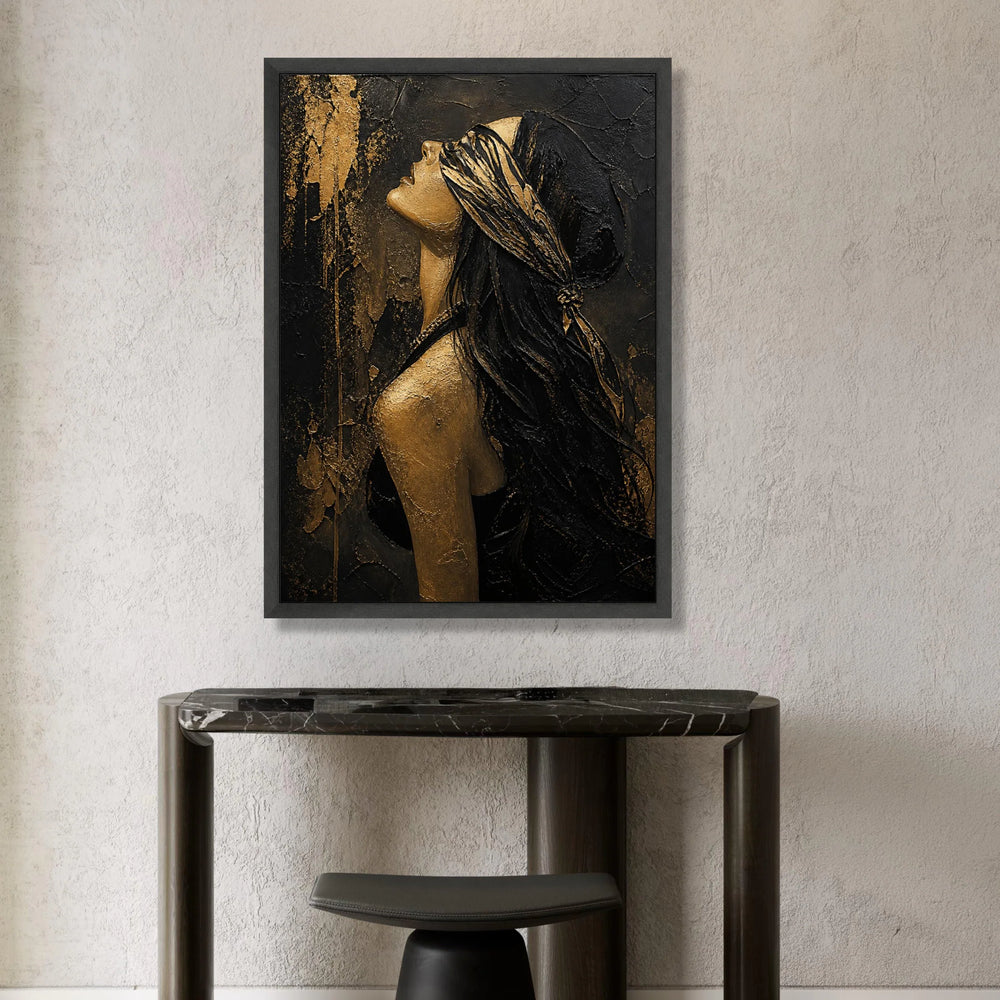 Elegant Woman Profile Canvas, Black and Gold Portrait Wall Art, Abstract Female Silhouette, Modern Home Decor Canvas, Canvas Print Art