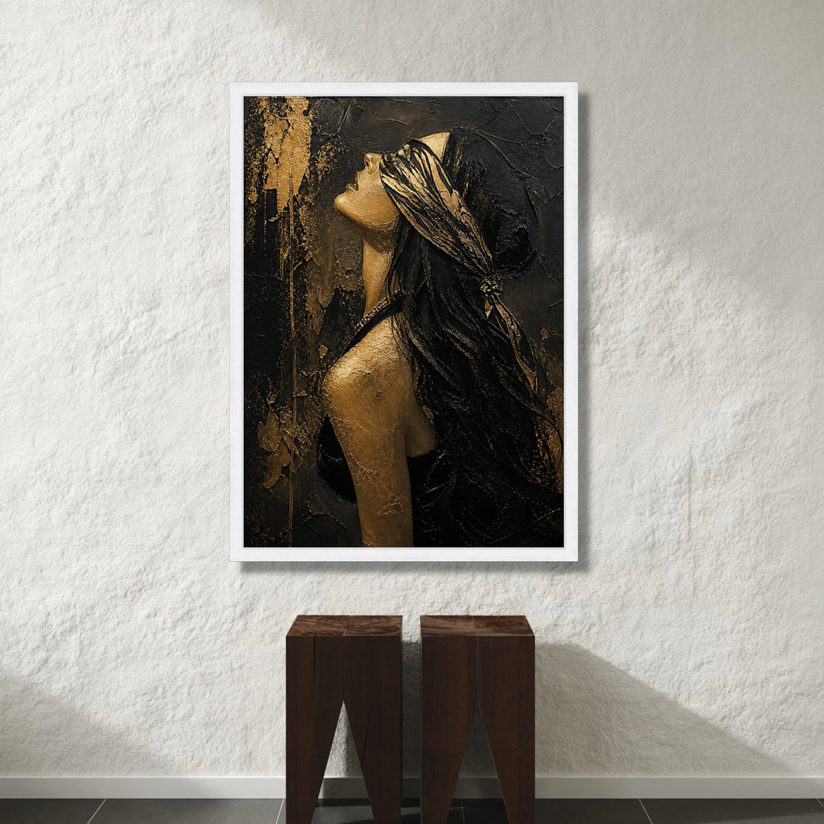 Elegant Woman Profile Canvas, Black and Gold Portrait Wall Art, Abstract Female Silhouette, Modern Home Decor Canvas, Canvas Print Art