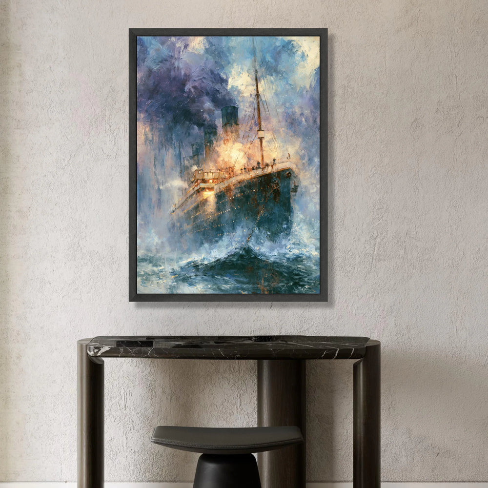 Vintage Ocean Liner at Sea Canvas, Historic Steamship Painting, Maritime Wall Art, Nautical Home Decoration, Dramatic Canvas Print Art