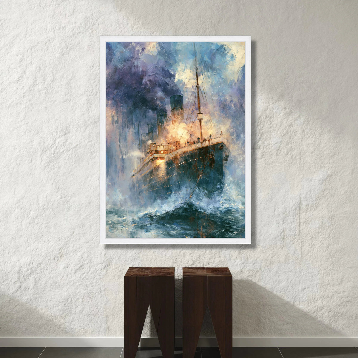 Vintage Ocean Liner at Sea Canvas, Historic Steamship Painting, Maritime Wall Art, Nautical Home Decoration, Dramatic Canvas Print Art