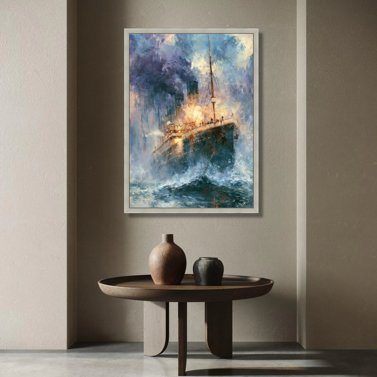 Vintage Ocean Liner at Sea Canvas, Historic Steamship Painting, Maritime Wall Art, Nautical Home Decoration, Dramatic Canvas Print Art