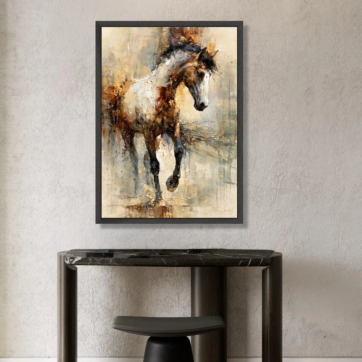 Majestic Running Horse Canvas, Abstract Animal Art, Rustic Brown and White Horse Wall Art, Contemporary Canvas Decoration, Canvas Print Art