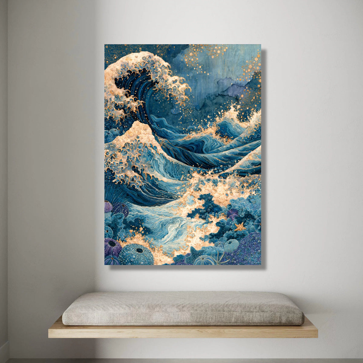 Ocean Wave Canvas Wall Art, Blue Sea Waves Painting, Abstract Maritime Canvas, Coastal Home Decor, Nautical Wall Art Design Canvas Print Art