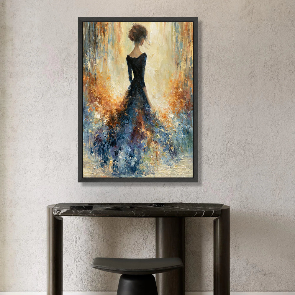 Elegant Woman Flowing Dress Canvas, Abstract Female Portrait Wall Art, Impressionist Style Home Decor, Romantic Canvas Canvas Print Art