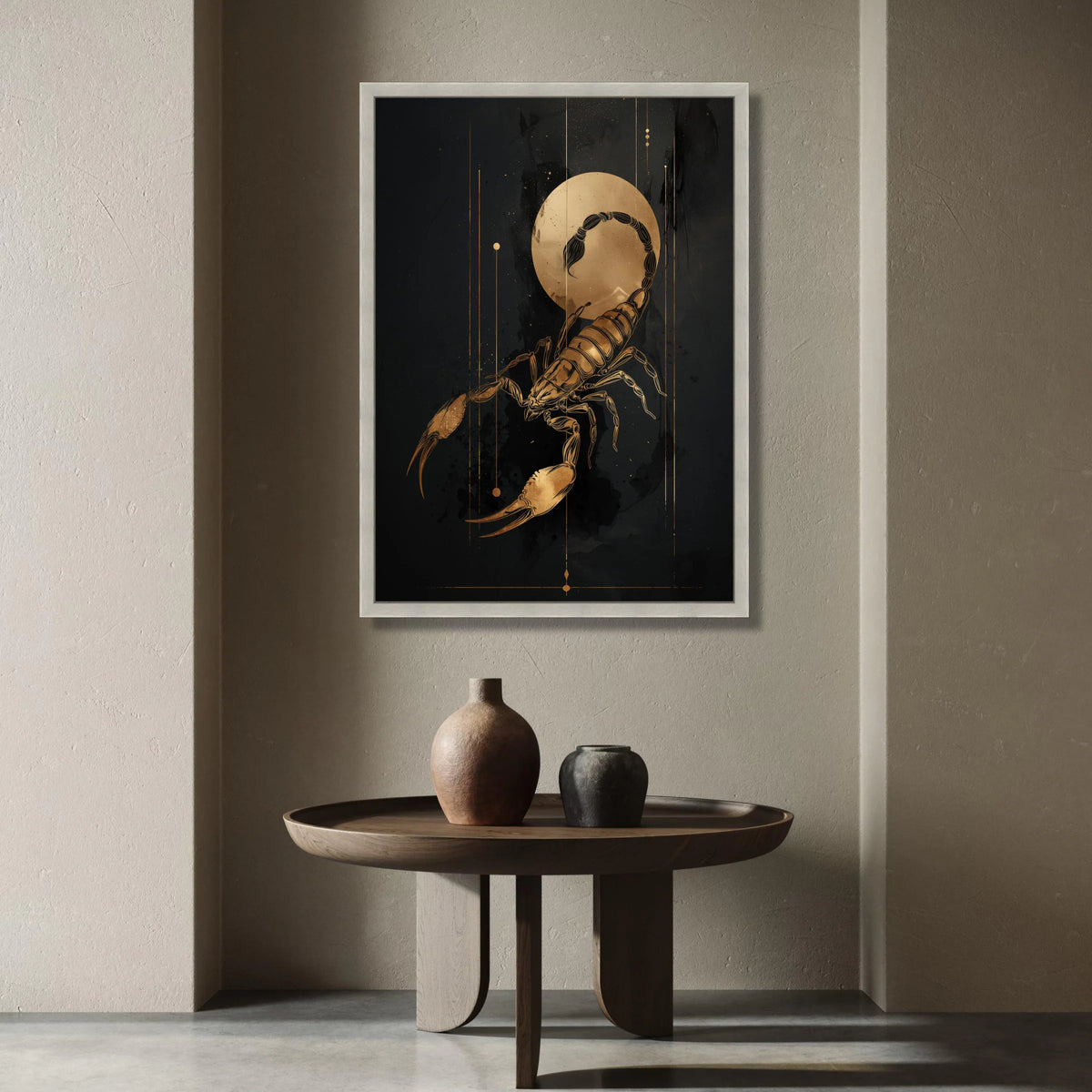 Golden Scorpion Canvas Wall Art, Astrological Zodiac Decor, Dark Mystical Illustration, Horoscope Sign Canvas, Ready to Canvas Print Art