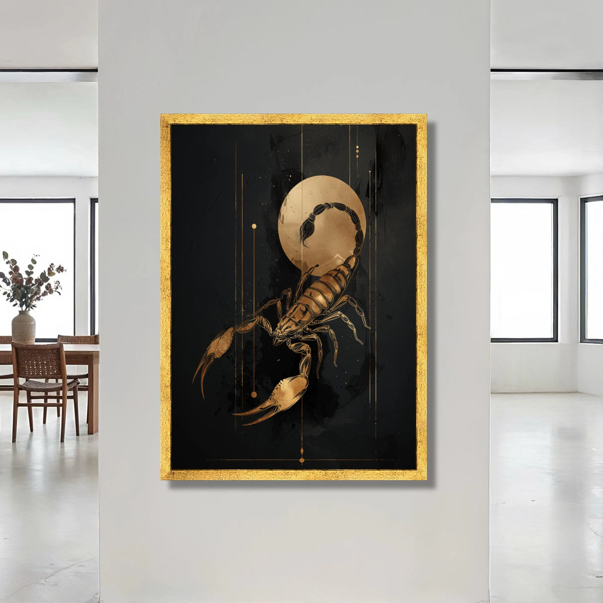 Golden Scorpion Canvas Wall Art, Astrological Zodiac Decor, Dark Mystical Illustration, Horoscope Sign Canvas, Ready to Canvas Print Art