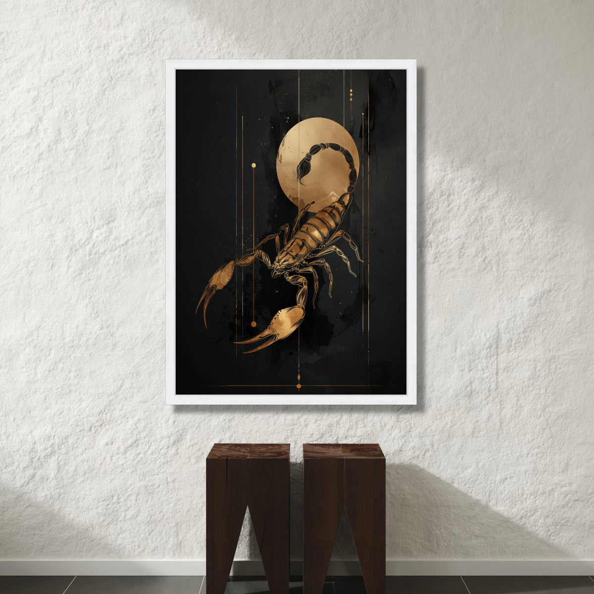 Golden Scorpion Canvas Wall Art, Astrological Zodiac Decor, Dark Mystical Illustration, Horoscope Sign Canvas, Ready to Canvas Print Art