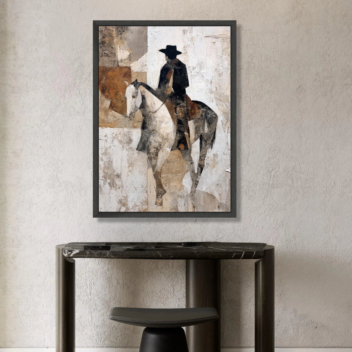 Western Cowboy Rider Canvas Wall Art, Rustic Equestrian Painting, Vintage Horse Silhouette, Western Home Decor Canvas, Canvas Print Art