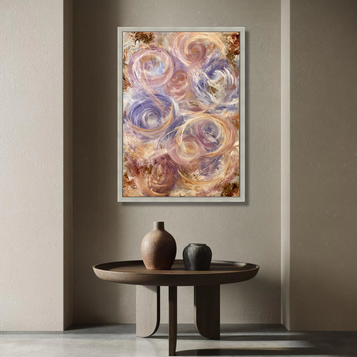Whirling Soft Hues Canvas Wall Art, Pastel Abstract Circles, Elegant Swirl Design, Modern Home Decoration, Ready to Hang Canvas Print Art