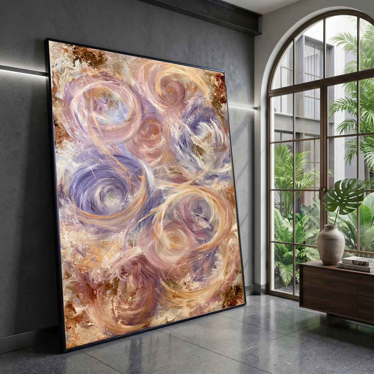 Whirling Soft Hues Canvas Wall Art, Pastel Abstract Circles, Elegant Swirl Design, Modern Home Decoration, Ready to Hang Canvas Print Art