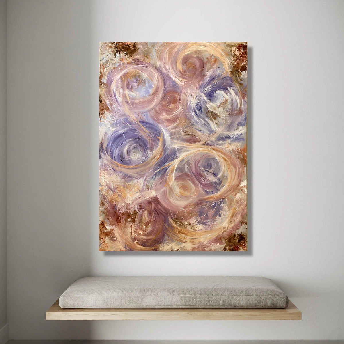 Whirling Soft Hues Canvas Wall Art, Pastel Abstract Circles, Elegant Swirl Design, Modern Home Decoration, Ready to Hang Canvas Print Art