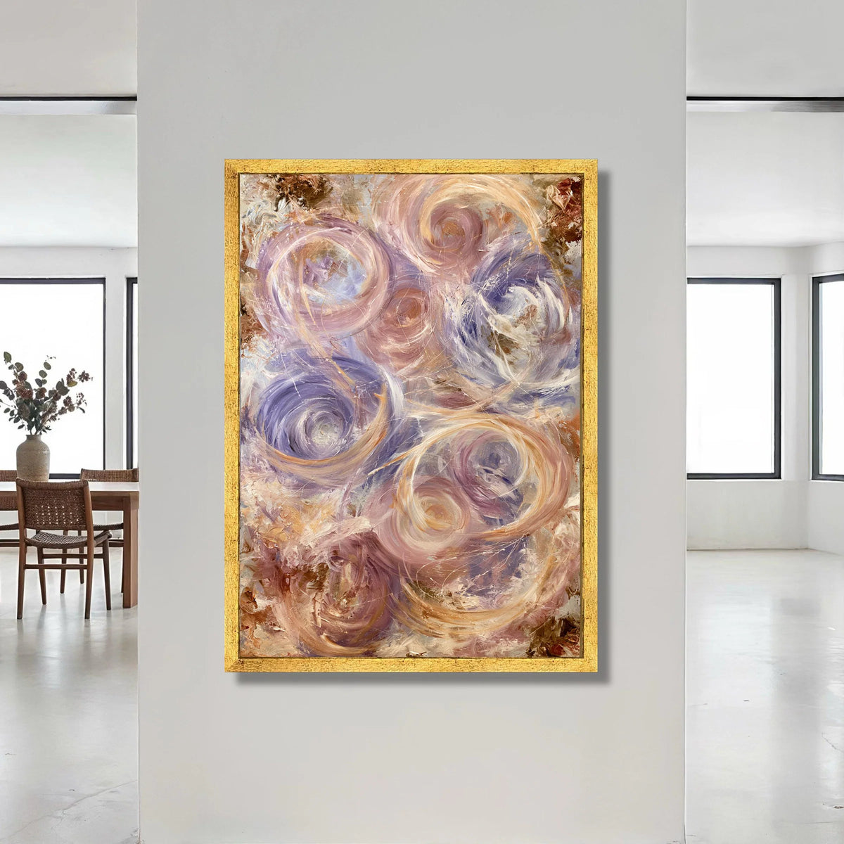 Whirling Soft Hues Canvas Wall Art, Pastel Abstract Circles, Elegant Swirl Design, Modern Home Decoration, Ready to Hang Canvas Print Art