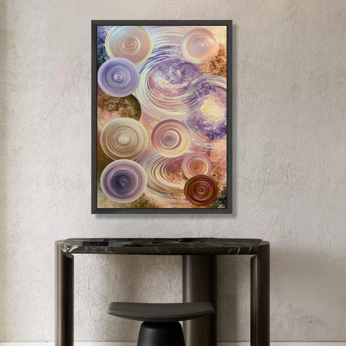 Abstract Circular Swirls Canvas Wall Art, Purple and Beige Modern Decor, Contemporary Geometric Canvas, Spiral Pattern Wall Canvas Print Art
