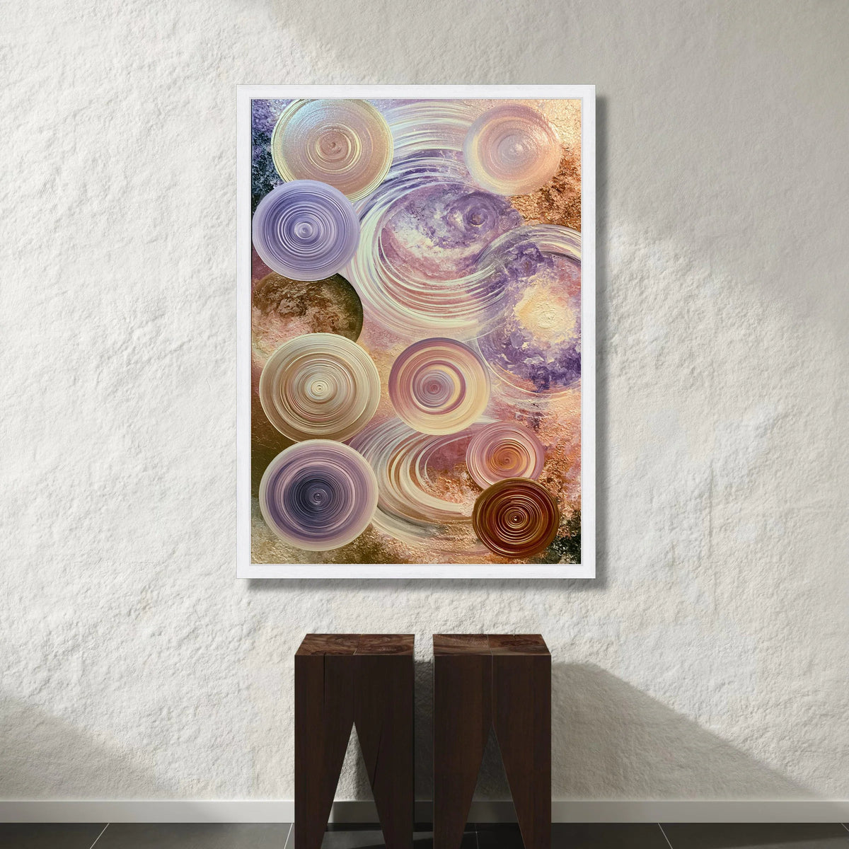 Abstract Circular Swirls Canvas Wall Art, Purple and Beige Modern Decor, Contemporary Geometric Canvas, Spiral Pattern Wall Canvas Print Art