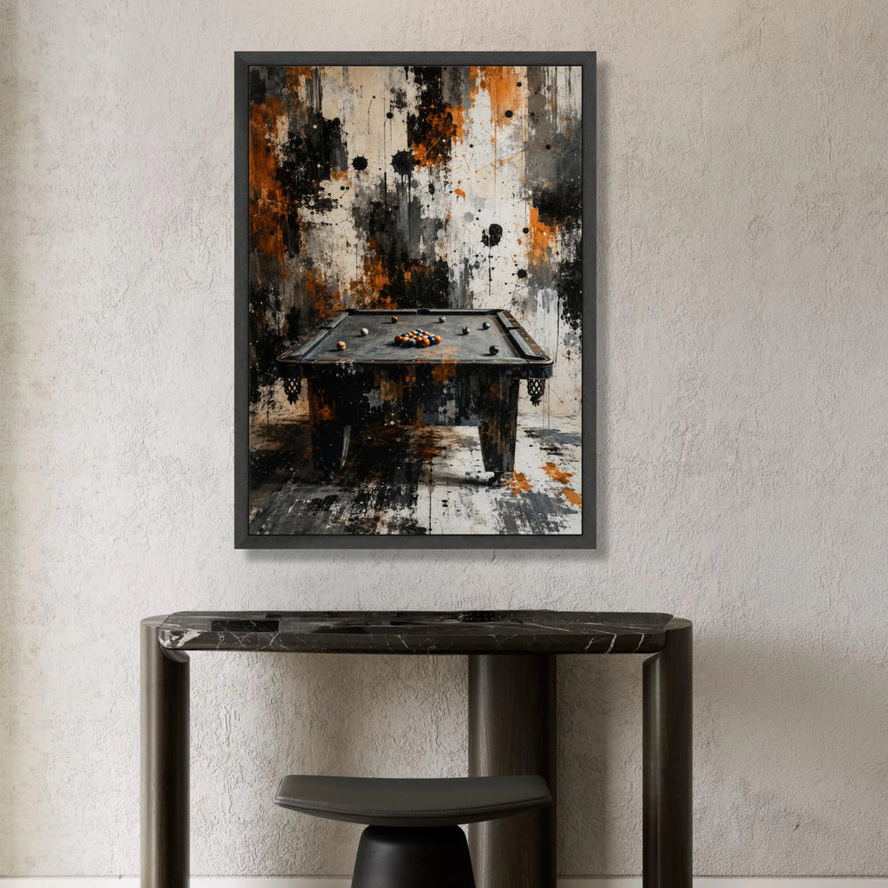 Vintage Billiard Table Canvas Wall Art, Abstract Grunge Pool Room Decor, Urban Game Room Canvas, Retro Sports Wall Canvas Print Art
