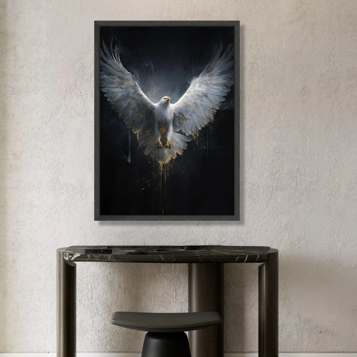 Majestic White Eagle Canvas Wall Art, Soaring Bird Illustration, Powerful Wildlife Canvas, Dramatic Nature Decor, Ready to Canvas Print Art