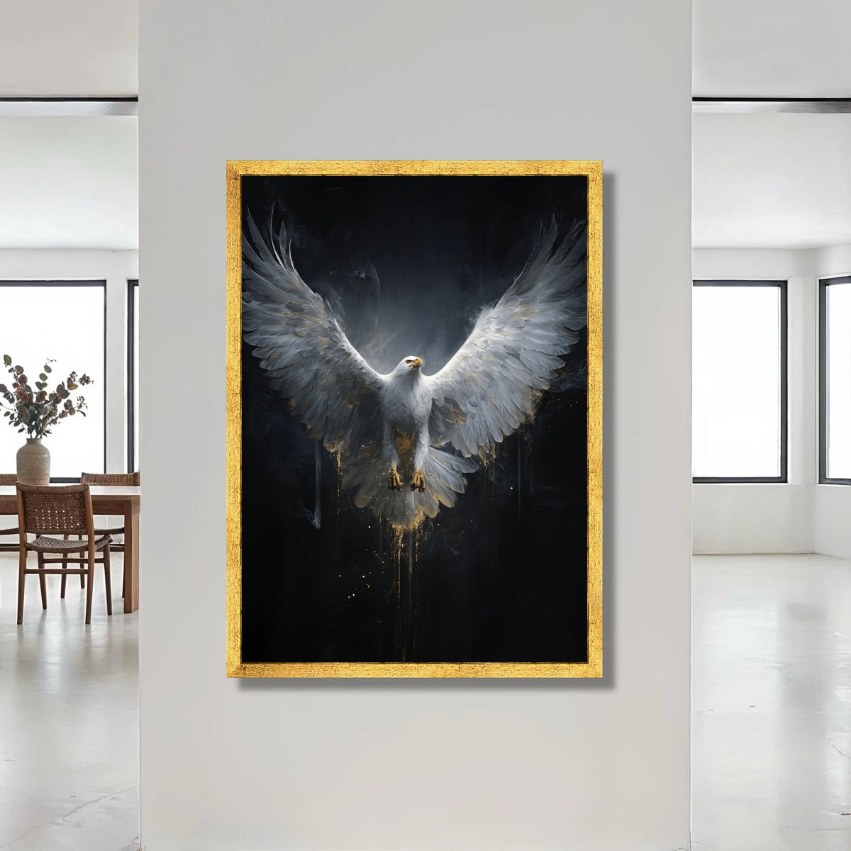 Majestic White Eagle Canvas Wall Art, Soaring Bird Illustration, Powerful Wildlife Canvas, Dramatic Nature Decor, Ready to Canvas Print Art