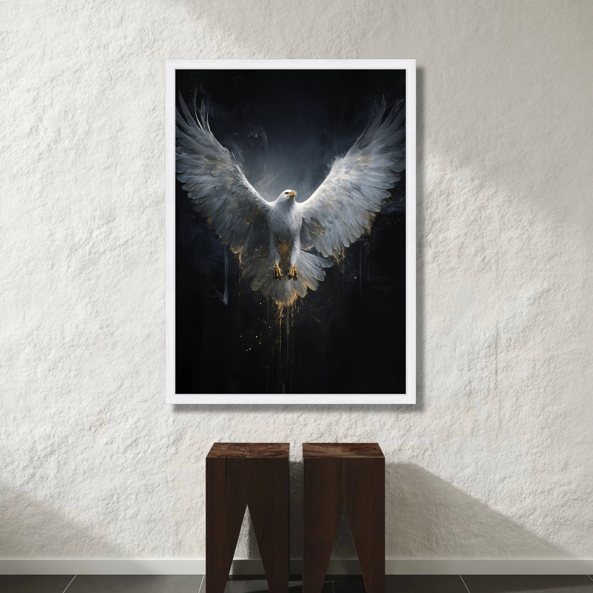Majestic White Eagle Canvas Wall Art, Soaring Bird Illustration, Powerful Wildlife Canvas, Dramatic Nature Decor, Ready to Canvas Print Art