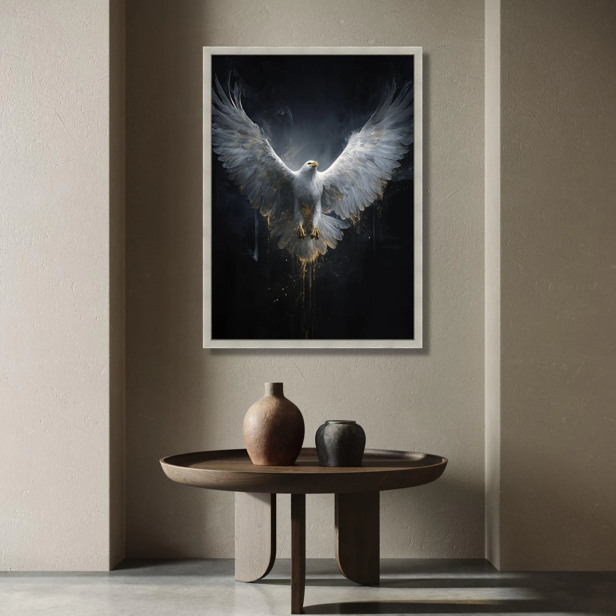 Majestic White Eagle Canvas Wall Art, Soaring Bird Illustration, Powerful Wildlife Canvas, Dramatic Nature Decor, Ready to Canvas Print Art