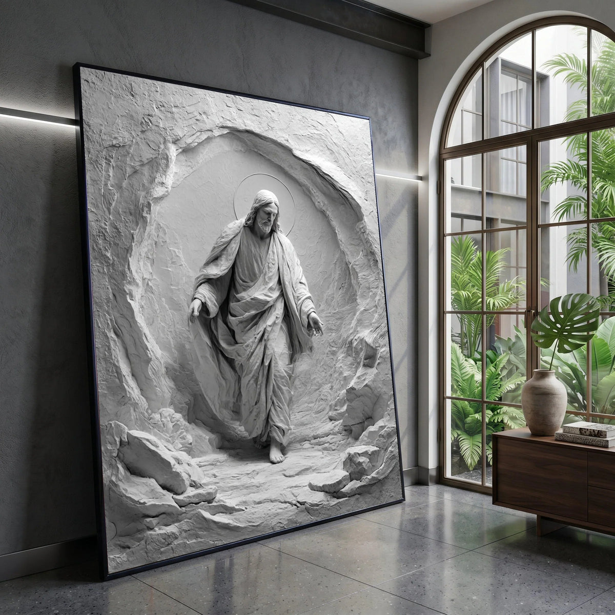 Jesus Christ Sculpture Art, Spiritual Canvas Wall Art, Divine Religious Decoration, Holy Figure Canvas, Inspirational Home Canvas Print Art
