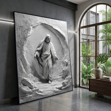 Jesus Christ Sculpture Art, Spiritual Canvas Wall Art, Divine Religious Decoration, Holy Figure Canvas, Inspirational Home Canvas Print Art