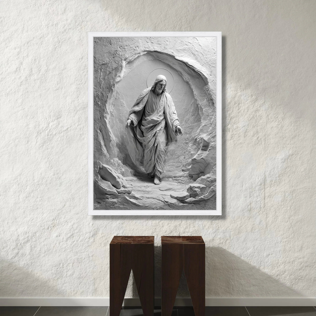 Jesus Christ Sculpture Art, Spiritual Canvas Wall Art, Divine Religious Decoration, Holy Figure Canvas, Inspirational Home Canvas Print Art