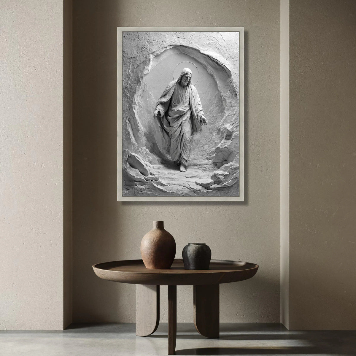 Jesus Christ Sculpture Art, Spiritual Canvas Wall Art, Divine Religious Decoration, Holy Figure Canvas, Inspirational Home Canvas Print Art