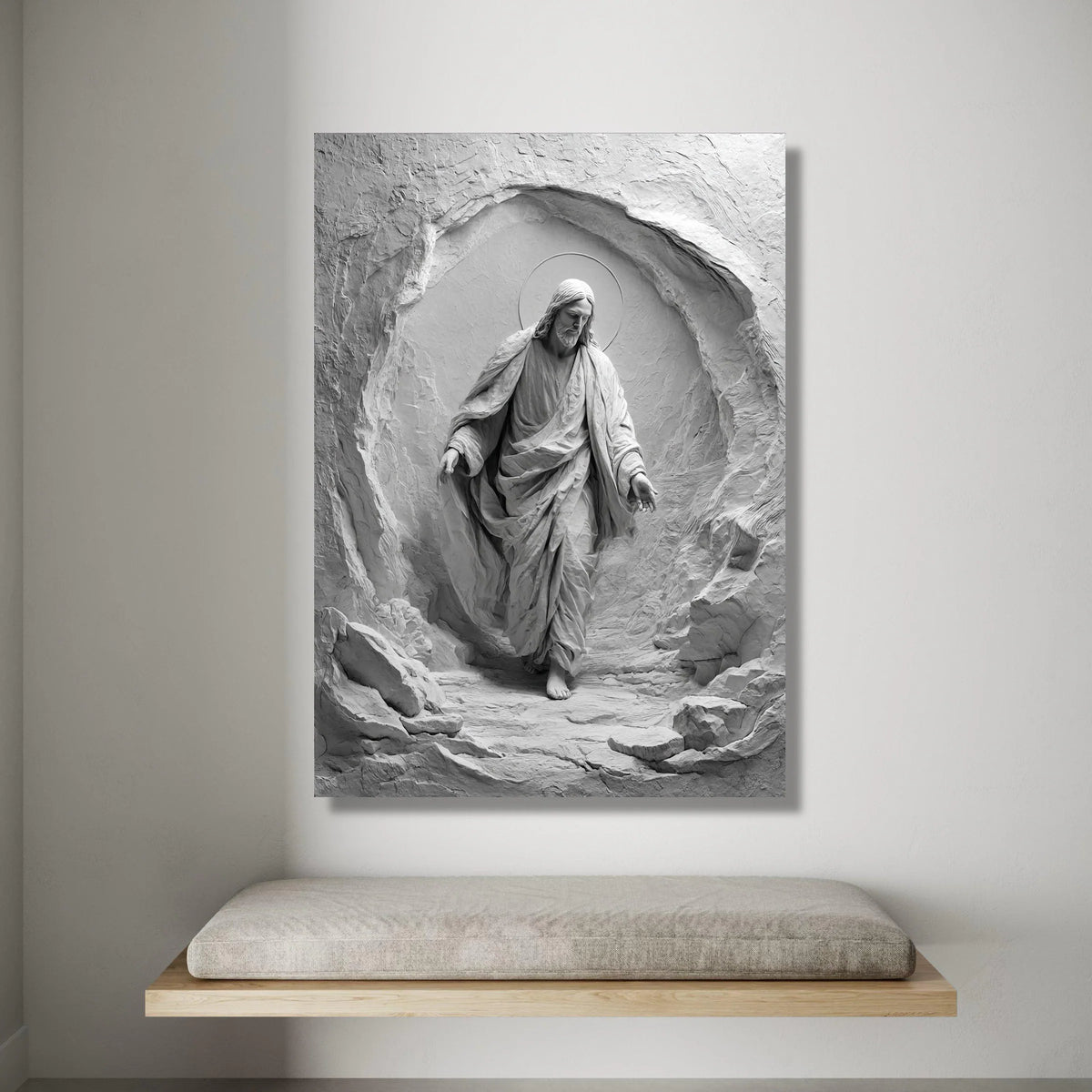 Jesus Christ Sculpture Art, Spiritual Canvas Wall Art, Divine Religious Decoration, Holy Figure Canvas, Inspirational Home Canvas Print Art
