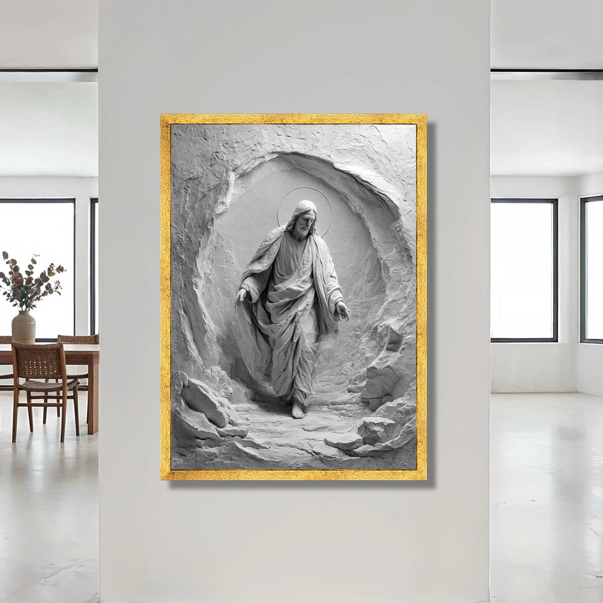 Jesus Christ Sculpture Art, Spiritual Canvas Wall Art, Divine Religious Decoration, Holy Figure Canvas, Inspirational Home Canvas Print Art