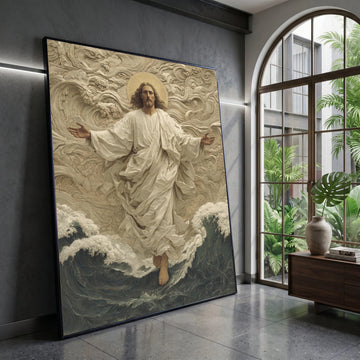 Jesus Walking on Water Canvas Wall Art, Spiritual Religious Canvas, Christian Faith Art, Inspirational Wall Decor, Divine Canvas Print Art