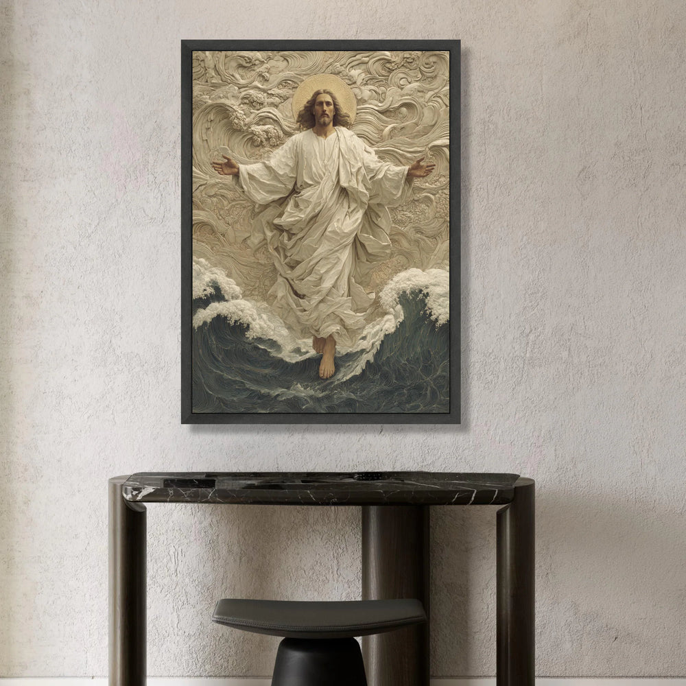 Jesus Walking on Water Canvas Wall Art, Spiritual Religious Canvas, Christian Faith Art, Inspirational Wall Decor, Divine Canvas Print Art